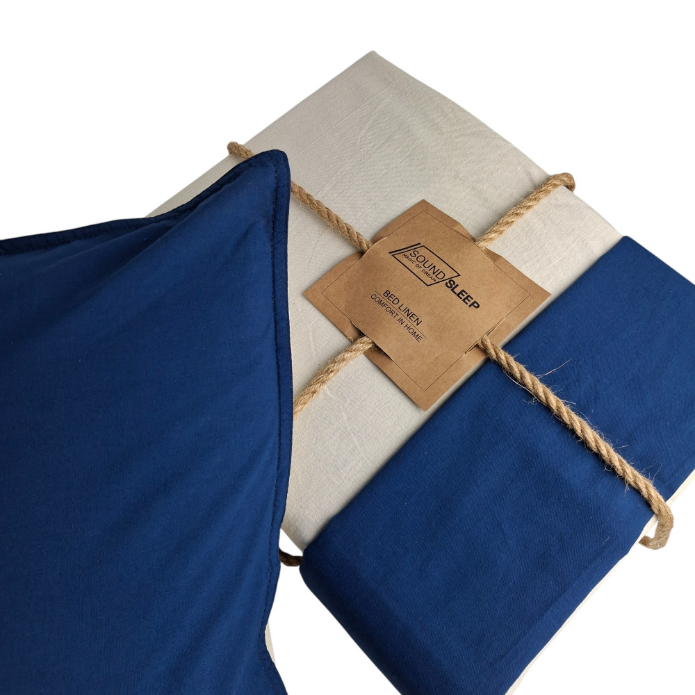 SoundSleep Stonewash Doble Dark Blue Milk Family bedding set 160x220 cm blue-milk (2800004763714)