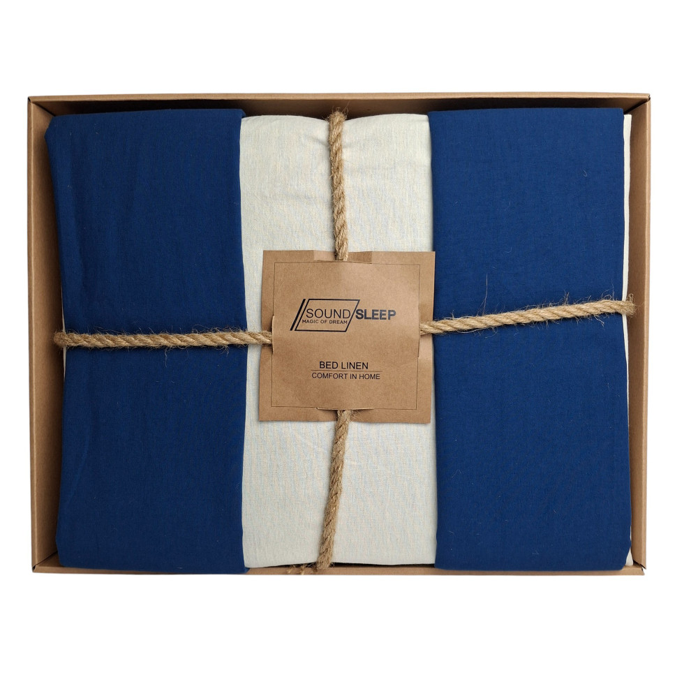 SoundSleep Stonewash Doble Dark Blue Milk Family bedding set 160x220 cm blue-milk (2800004763714)