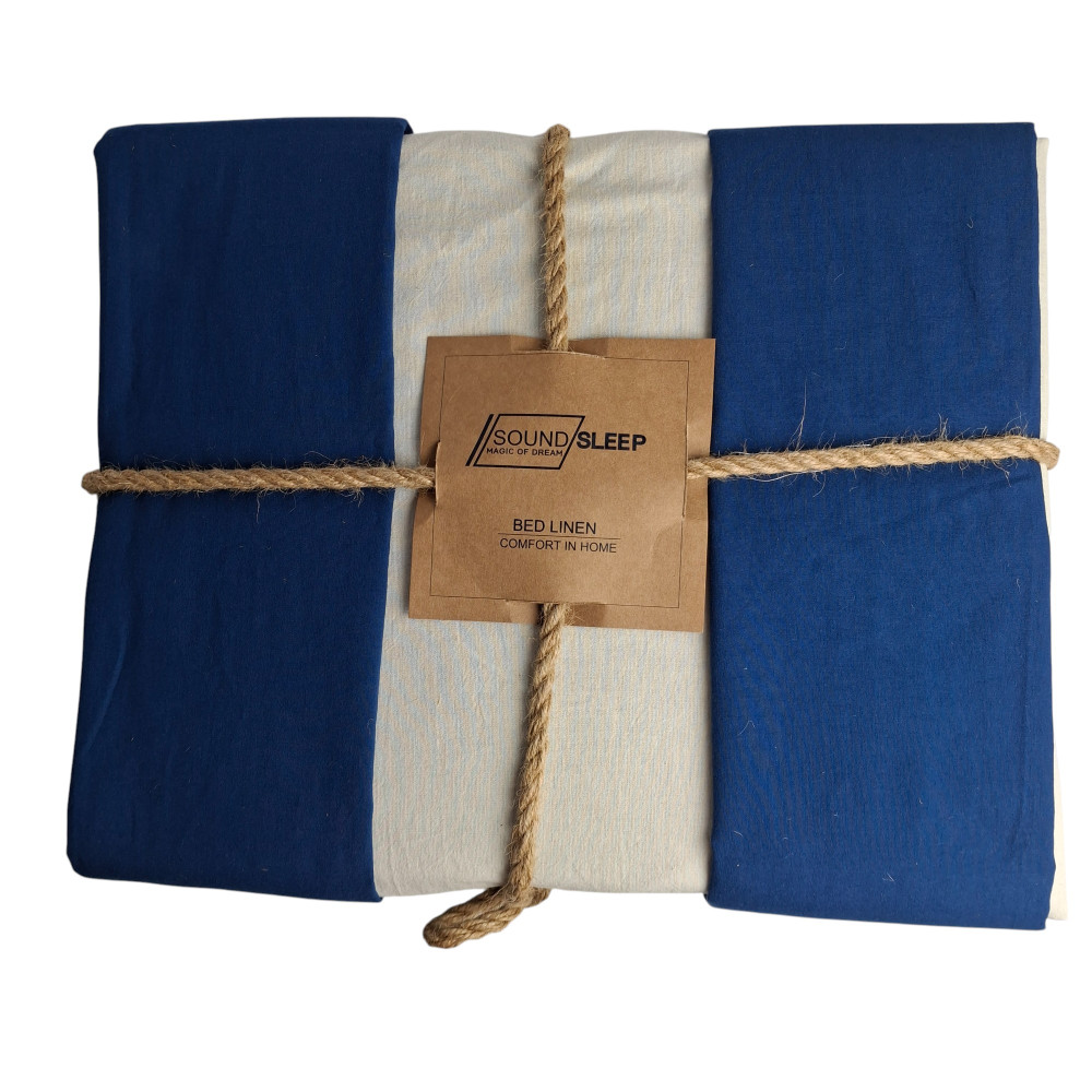 SoundSleep Stonewash Doble Dark Blue Milk Family bedding set 160x220 cm blue-milk (2800004763714)