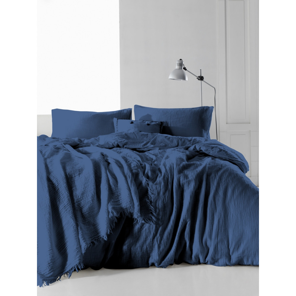 Комплект постельного белья SoundSleep Muslin Dark Blue семейный