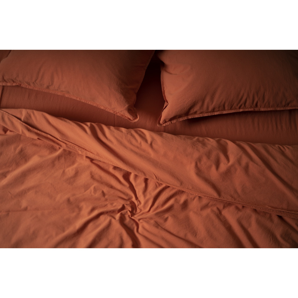 Комплект постельного белья SoundSleep Stonewash orange кирпичный семейный