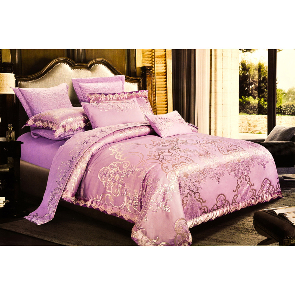 Комплект постельного белья Luxury violet SoundSleep сатин-жаккард фиолетовый полуторный