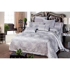 Cotton bed linen Livonia gray SoundSleep in jacquard satin single