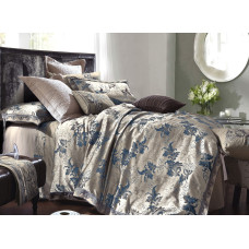 Cotton bed linen Liniano blue SoundSleep in jacquard satin single