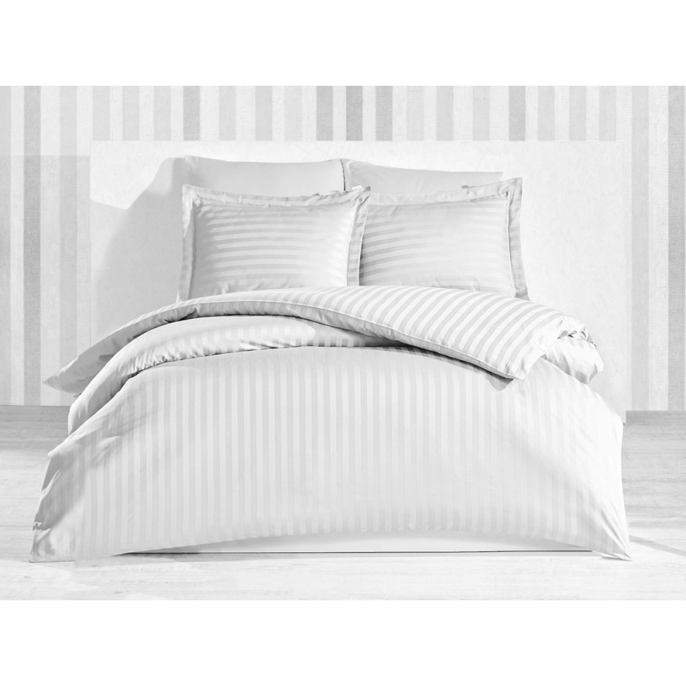 Комплект постельного белья Stripe White SoundSleep сатин-страйп белый евро