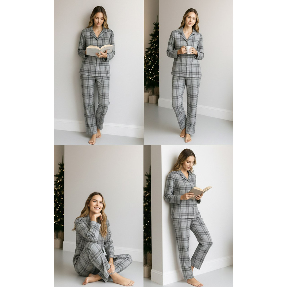 Women's flannel pajamas Cоzy Grey SoundSleep gray cell S (2800005001976)