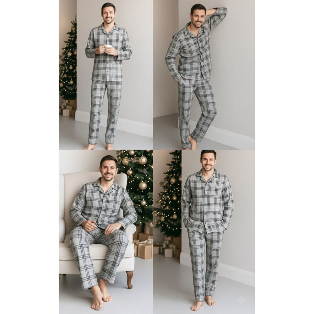 Мужская пижама фланелевая SoundSleep Flanel Cоzy Grey фланель клетка серая XL (2800005002034)