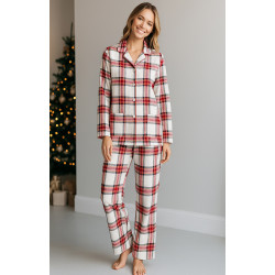 Women's flannel pajamas Cоzy White SoundSleep White-red cell M (2800005002065)