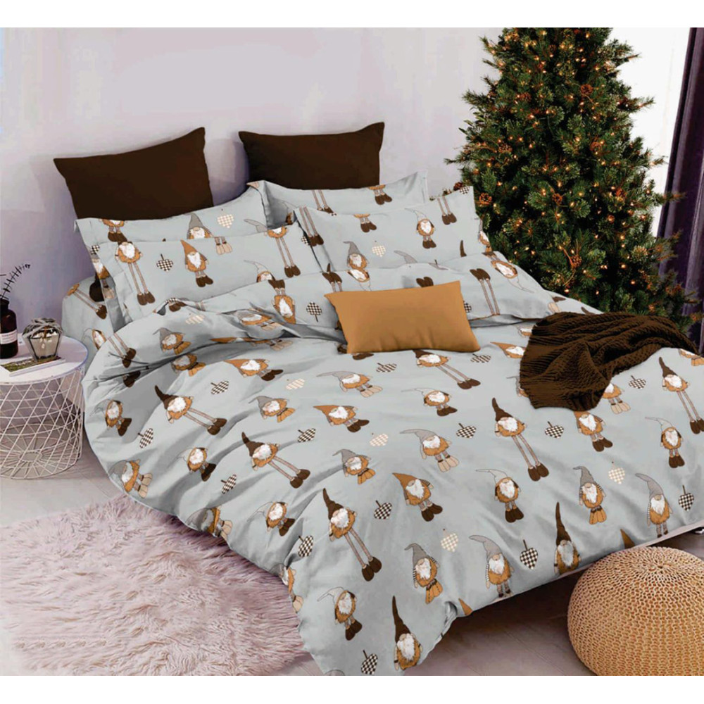 Decorative pillowcase SoundSleep Gnoms The warmth of winter dreams 70x70 cm calico light-grey (2800004904261)