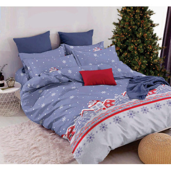 Комплект постільної білизни SoundSleep Winter Тепло зимових снів бязь Двоспальний 175х205 см блакитний (2800004904551)
