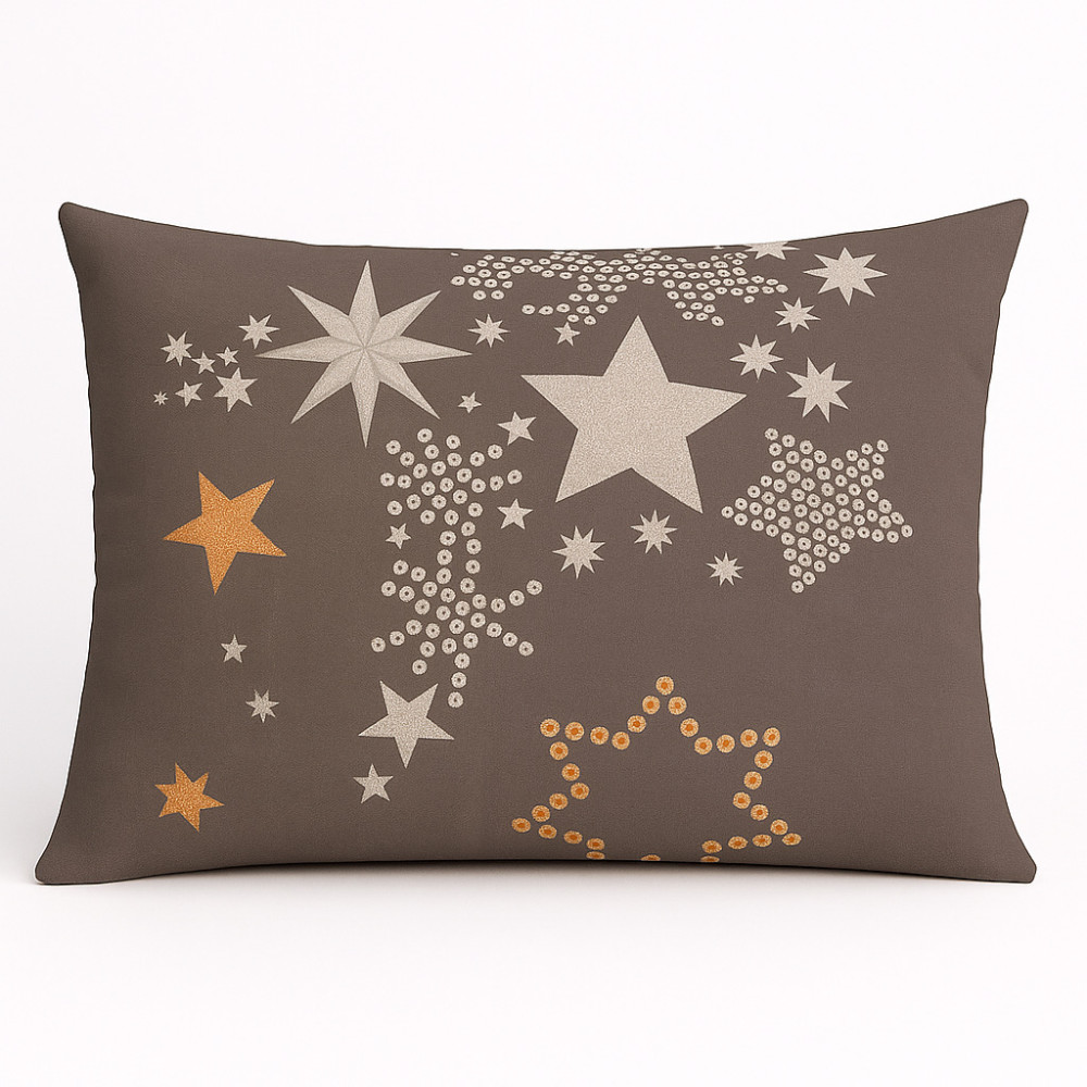 Decorative pillowcase SoundSleep Stars 50x70 cm calico chocolate (2800004904070)