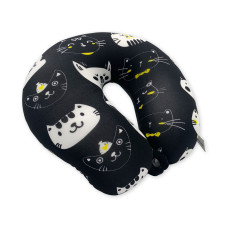 Travel pillow bagel SoundSleep black and white cats