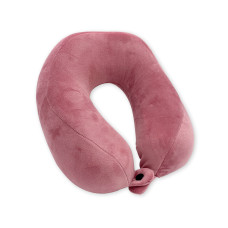 Подушка дорожная велюровая SoundSleep с пеной мемори темно-розовая