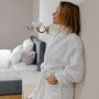 Отельный махровый велюровый халат SHAWL SoundSleep шаль белый размер M