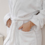 Отельный махровый велюровый халат SHAWL SoundSleep шаль белый размер L