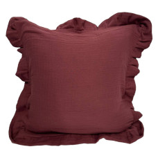 Decorative pillowcase with ruffles Muslin Burgundy SoundSleep burgundy 45x45 cm