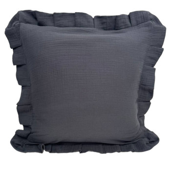 Декоративна наволочка SoundSleep Muslin Graphite 45х45 см з рюшами (94331646)