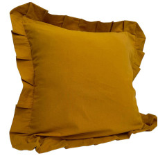 Decorative pillowcase with ruffles Stonewash Mustard SoundSleep 45x45 cm
