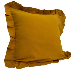 Decorative pillowcase with ruffles Stonewash Mustard SoundSleep 45x45 cm