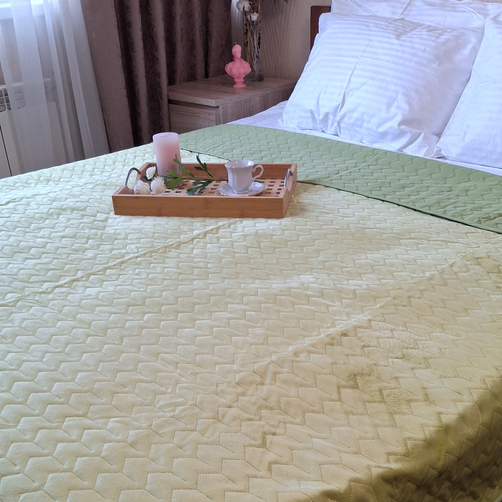 Bedspread SoundSleep Tenderness Quilted Velour 150x220 cm Olive (2800004482011)