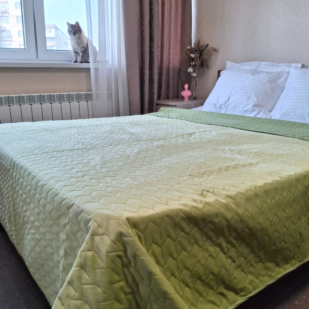 Bedspread SoundSleep Tenderness Quilted Velour 150x220 cm Olive (2800004482011)