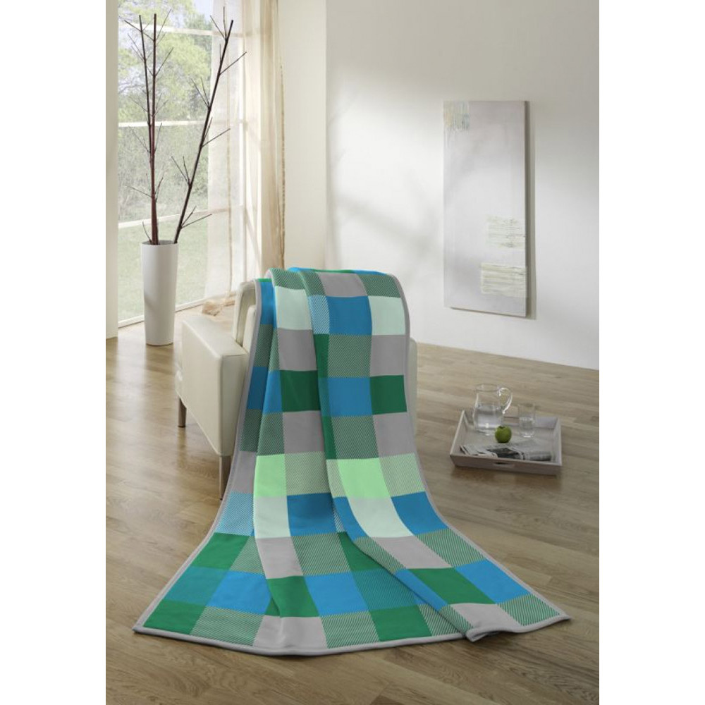 Plaid Biederlack Softflor Patches 691576 fleece 150x200 cm green-blue (691576)