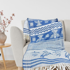 Blue New Year's cotton blanket SoundSleep Angels 140x200 cm
