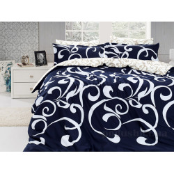 First choice Ruya lacivert satin-luxe Euro bedding set 200x220 cm blue-cream (m010977)