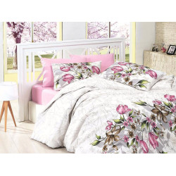 First choice Riella pembe ranfors Euro bedding set 200x220 cm white-pink (m013213)