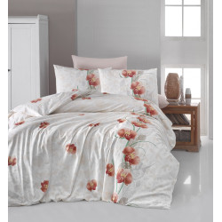 First choice Leora somon ranfors Euro bedding set 200x220 cm white-peach (m016422)