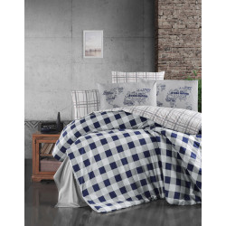 First choice Edmon navy blue bedding set Ranforce Euro 200x220 cm gray-blue (m017473)