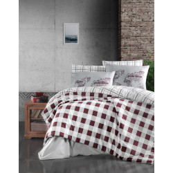 First choice Edmon dark red bedding set Ranforce Euro 200x220 cm gray-burgundy (m017474)