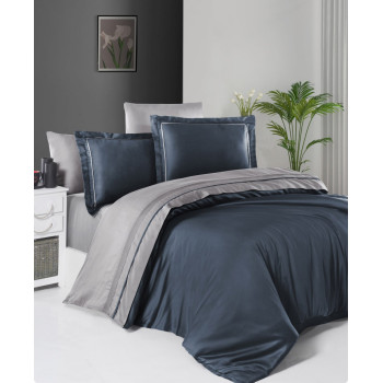 First choice Serenity Denim & Grey satin-luxury Euro bedding set 200x220 cm blue (denim)-gray (m017877)