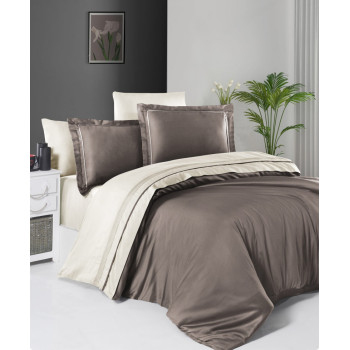 First choice Serenity Mink & Cream satin-luxe Euro bedding set 200x220 cm gray-brown-cream (m017882)