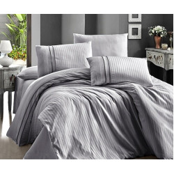 First choice Stripe Style gri satin-luxe Euro bedding set 200x220 cm gray (m015744)