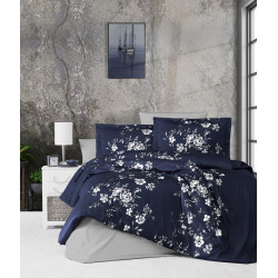 First choice Arya Navy Blue satin-luxury Euro bedding set 200x220 cm dark blue-gray (m018331)