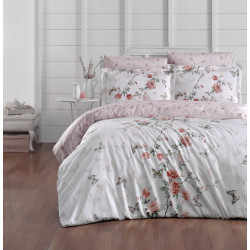 First choice Matilde White satin-luxe Euro bedding set 200x220 cm white-pink (m018338)