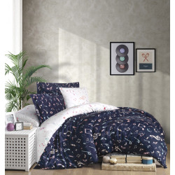 First choice Muses satin-luxe Euro bedding set 200x220 cm navy blue-white (m018326)