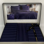 Altinbasak Moonlit striped satin Euro bedding set 200x220 cm dark blue (m018551)