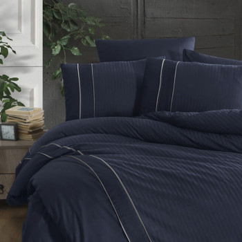 First choice Alfa Navy Blue satin luxury Euro bedding set 200x220 cm navy blue (m018202)