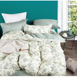 Bedding set Love You TLG-2311 VIP satin-light luxury Euro 200x220 cm white-green (m018400)