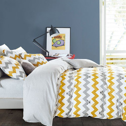 Bedding set Love You TLG-2313 VIP satin-light luxury Euro 200x220 cm white-gray-yellow (m018402)