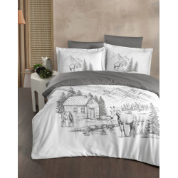 First choice Keira VIP 3D satin Euro bedding set 200x220 cm white-gray (m018535)