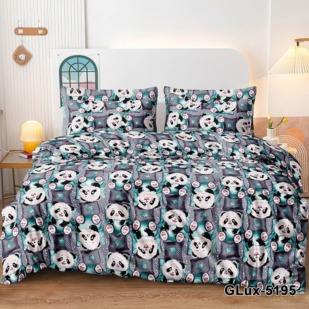 Комплект постільної білизни SoundSleep Panda Smile бязь Підлітковий 145х210 см сірий (2800004737821)