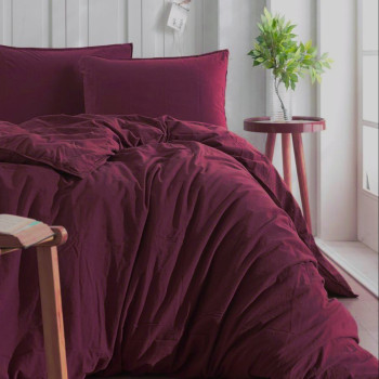 Комплект постільної білизни SoundSleep Stonewash євро 200х220 см бургунді (94381412)
