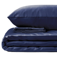 Satin fitted sheet SoundSleep dark blue 160x200 cm