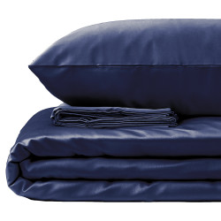 Satin fitted sheet SoundSleep dark blue 180x200 cm