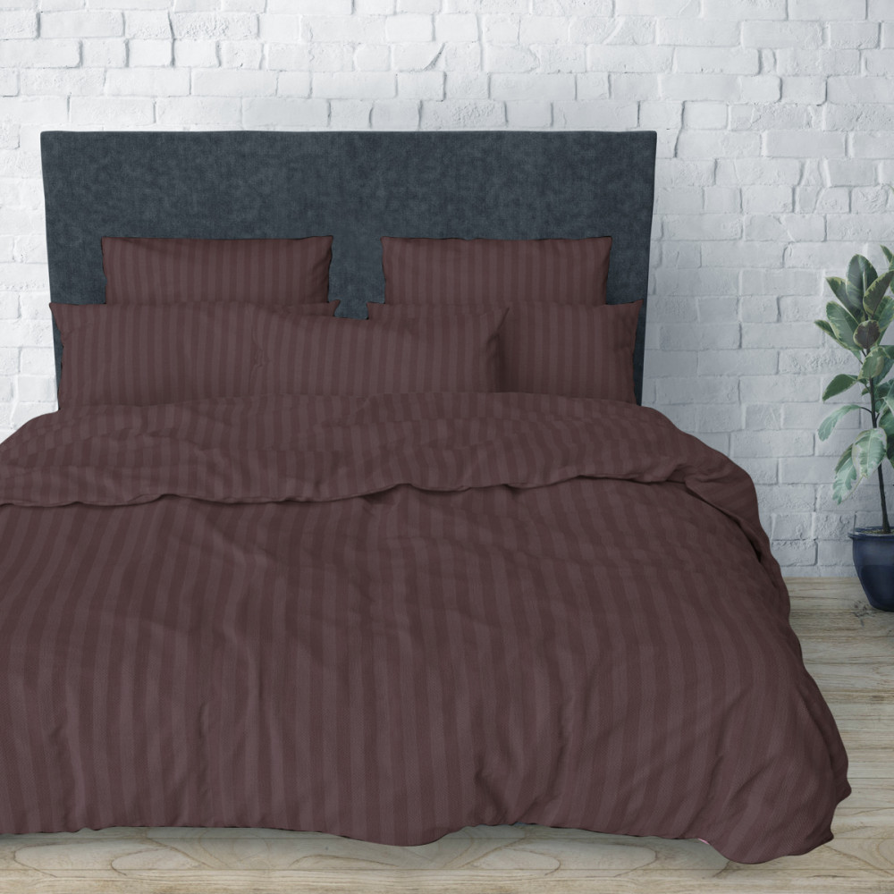  SoundSleep Stripy Chocolate bedding set coarse calico Euro 200x220 cm brown (2800004674461)