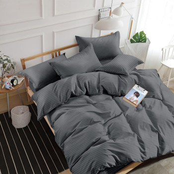 Комплект наволочек SoundSleep Stripe Dark Grey сатин-страйп 50х70 см 2 шт с кантом темно-серый (94262827)