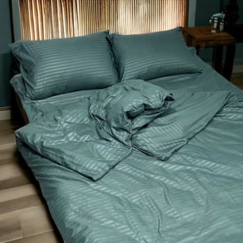 Комплект постельного белья Emily Fiber Green Stripe микрофибра двуспальный 175х205 см зеленый (94193695)